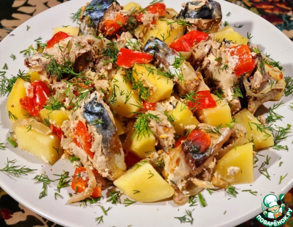 Скумбрия с картофелем в рукаве