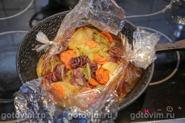 Утиные желудки с овощами, запеченные в рукаве Утиные желудки с овощами, запеченные в рукаве