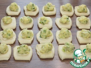 Слоеные пирожки с луком и картошкой Слоеные пирожки с луком и картошкой