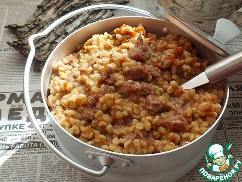 Перловая каша с индейкой "Полевая кухня" Перловая каша с индейкой "Полевая кухня"
