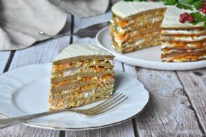 Печеночный торт из говяжьей печени Печеночный торт из говяжьей печени