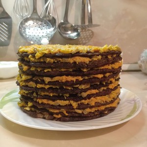 Печеночный торт с грибами Печеночный торт с грибами