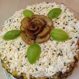 Печеночный торт с грибами Печеночный торт с грибами