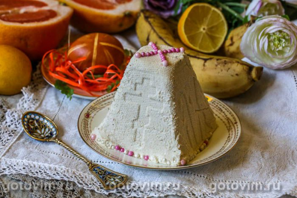 Творожная пасха с банановым кремом