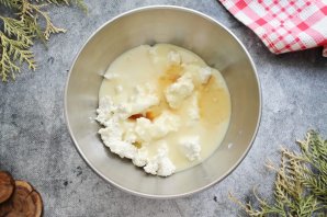 Ленивый кекс с персиками и творогом Ленивый кекс с персиками и творогом