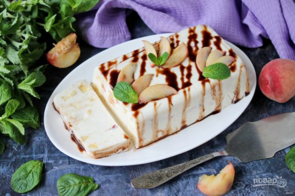 Ленивый кекс с персиками и творогом Ленивый кекс с персиками и творогом