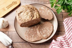 Домашняя печеночная колбаса в пакете Домашняя печеночная колбаса в пакете