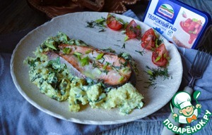 Форель с цветной капустой и шпинатом