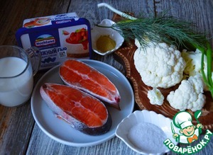 Форель с цветной капустой и шпинатом