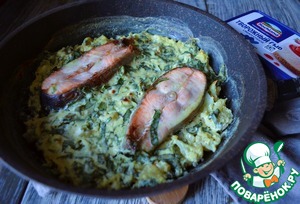 Форель с цветной капустой и шпинатом