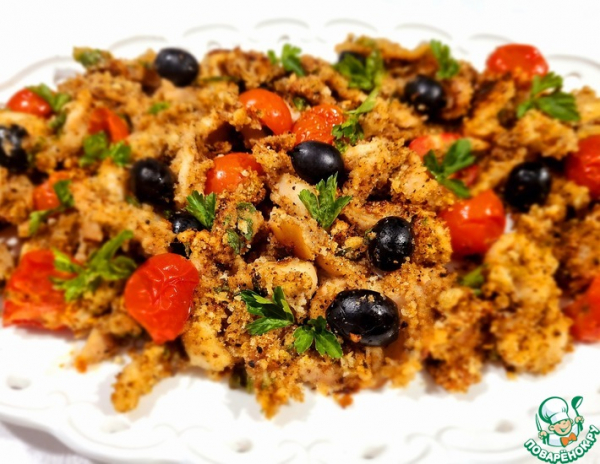 Кальмары запеченные с помидорами черри и оливками Кальмары запеченные с помидорами черри и оливками