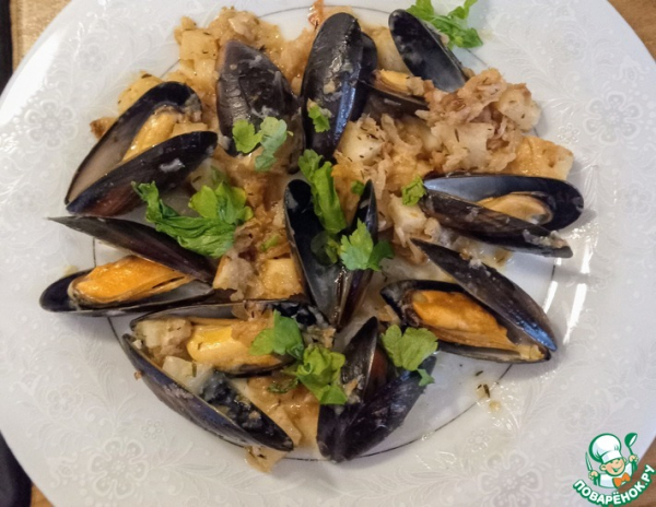 Мидии с беконом и корневым сельдереем