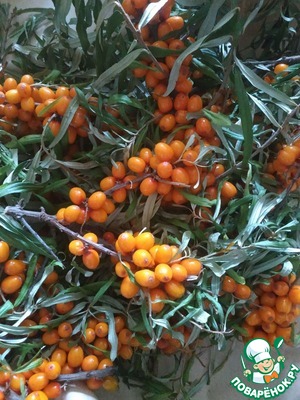 Облепиховый сок с сахаром и клюквой Облепиховый сок с сахаром и клюквой