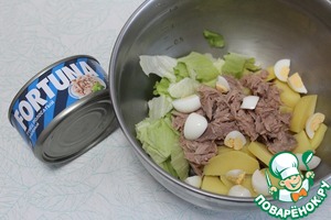 Салат с тунцом и горячей заправкой Салат с тунцом и горячей заправкой