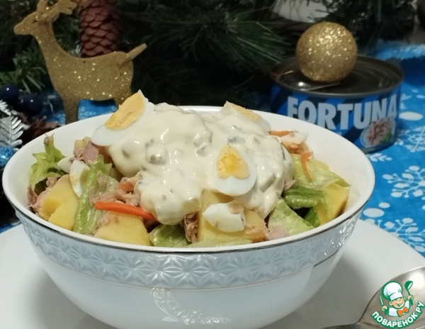 Салат с тунцом и горячей заправкой Салат с тунцом и горячей заправкой