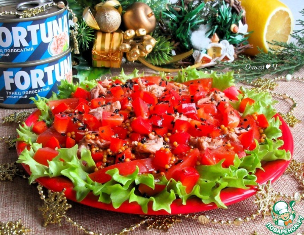 Салат "Тунец в красном"